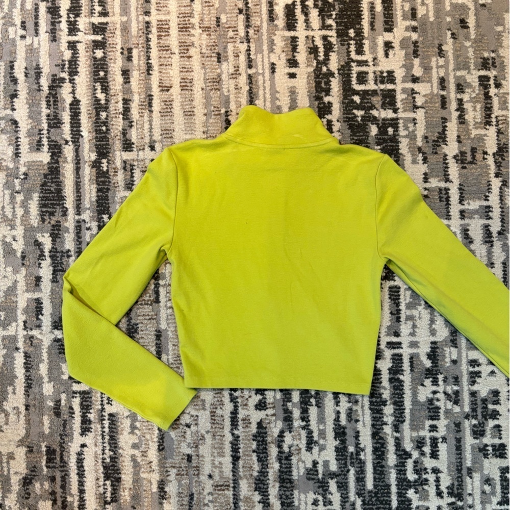 Sunday Best Monarch 1/2 Zip Lime Green Long Sleeve Cropped Top Size Small - Picture 6 of 17